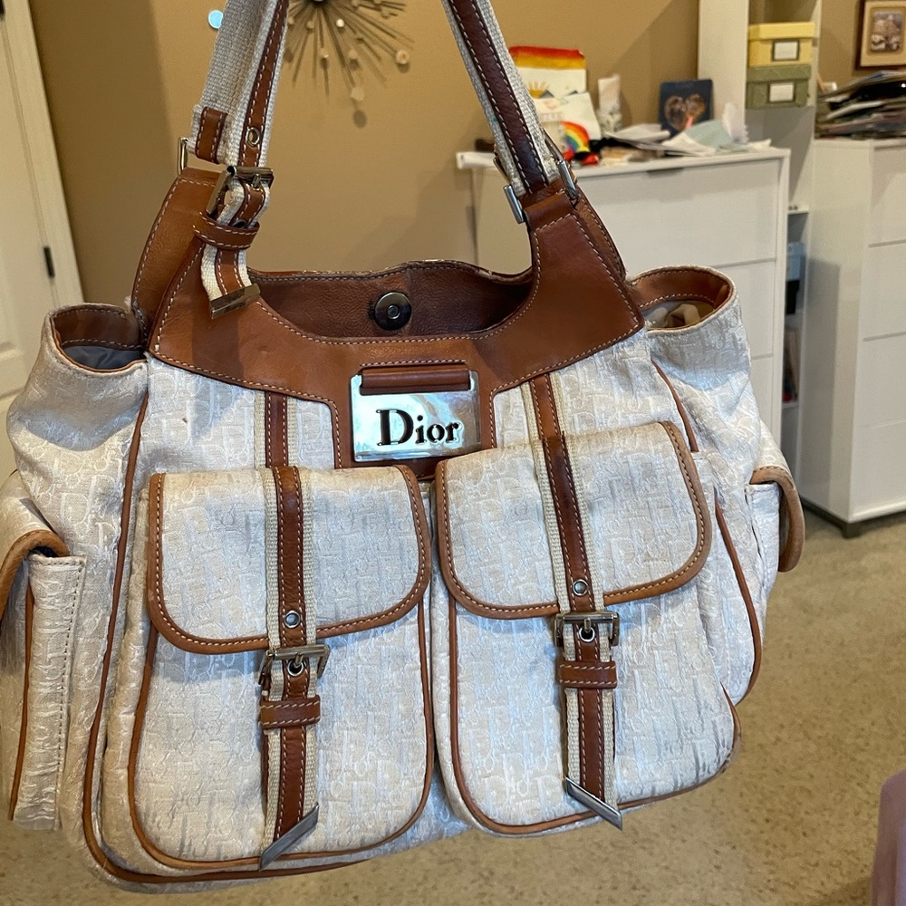 Christian Dior handbag in beige with leather details